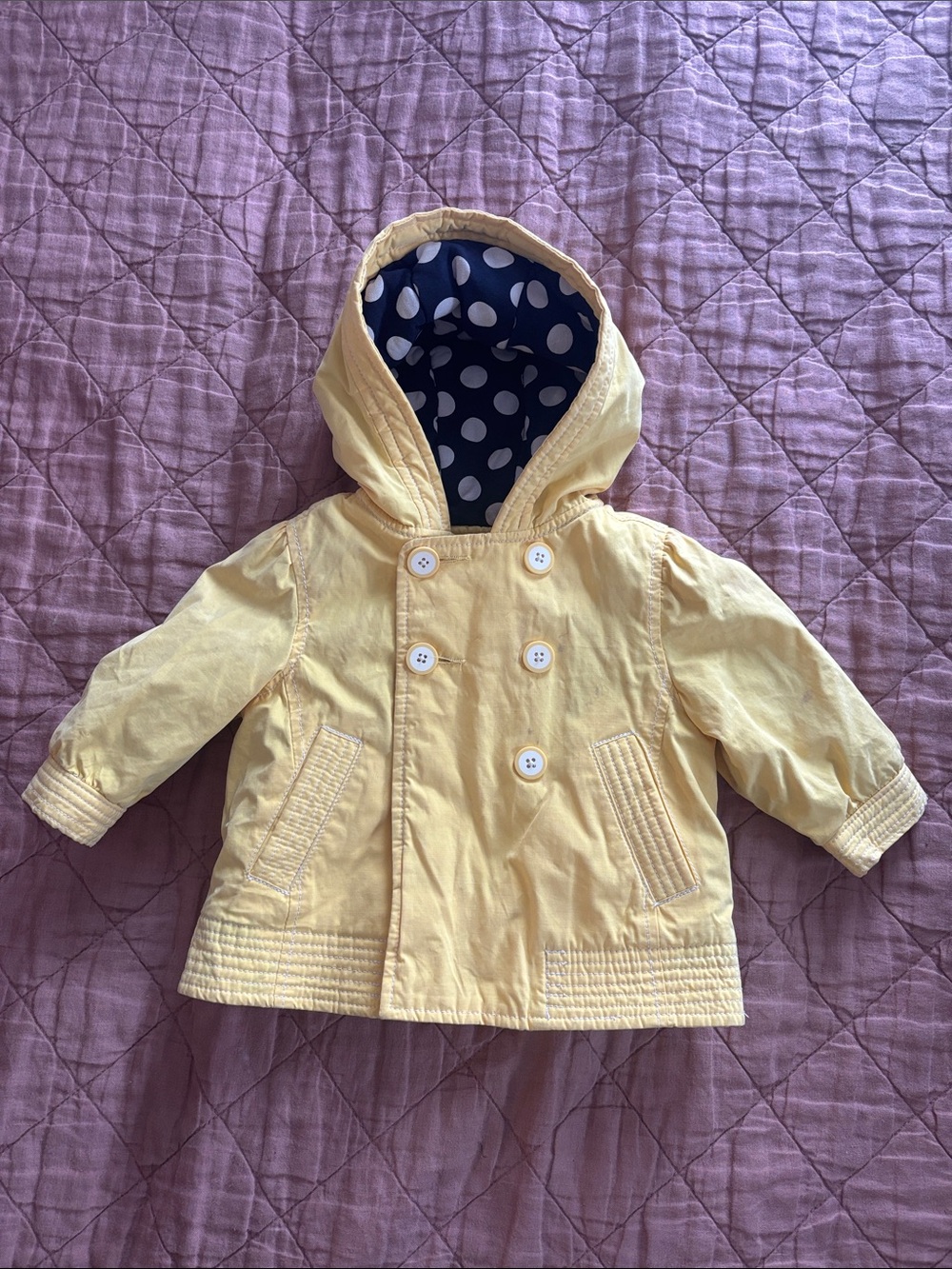 GAP Kids Yellow Hooded Double-Breasted Peacoat